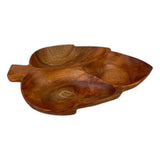 Leaf Shape Acacia Wood Tray with 3 Compartments 11''
