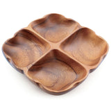 4-Compartment Acacia Wood Square Serving Tray