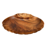 2-Compartment Acacia Wood Serving Tray with Fluted Edges