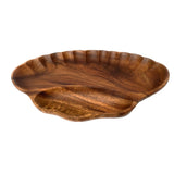 2-Compartment Acacia Wood Serving Tray with Fluted Edges