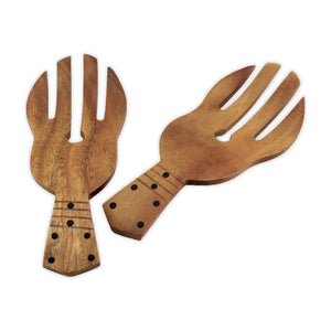 Acacia Wood Ukulele-Inspired Salad Hands