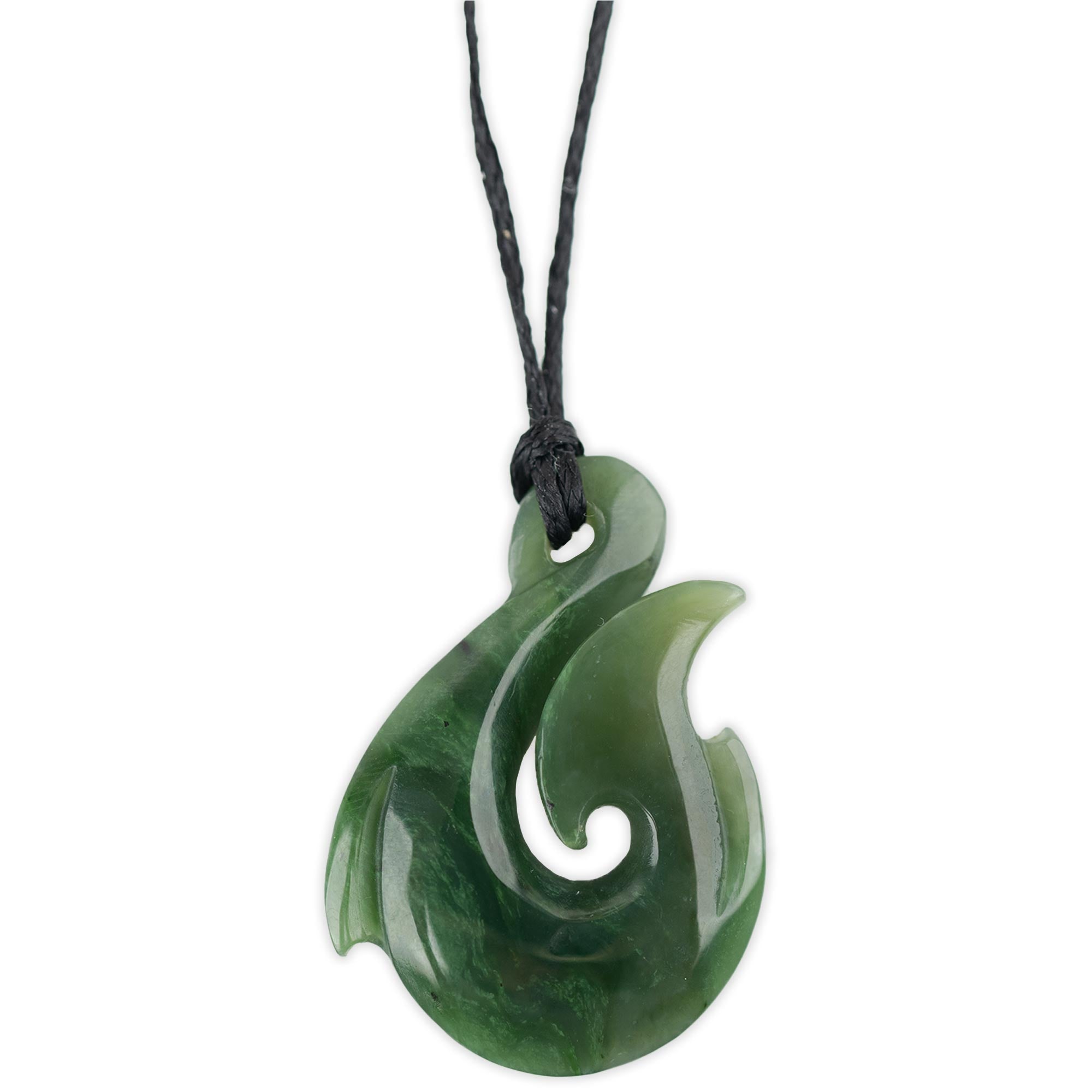 Large Genuine Jade Maori Fish Hook Pendant Necklace – Aura Charms