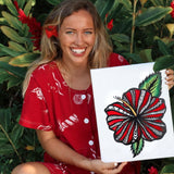 Artist Summer Colmus with Original Hibiscus Painting