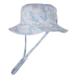 Dozer Reversible Baby Boys Bucket Hat- Slater Blue- Tropical Print Side