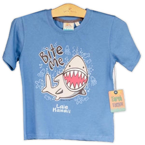 "Bite Me" Boys Graphic Tee Shirt- Blue
