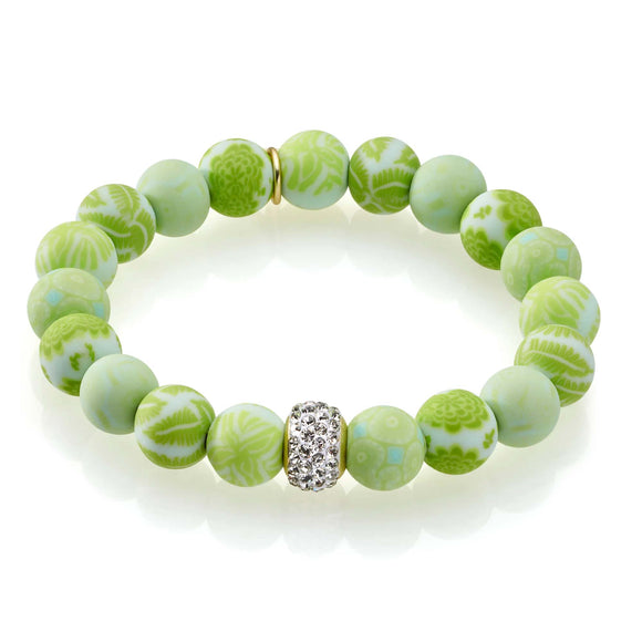 Jilzarah Seaside Green & Crystal Stretch Bracelet