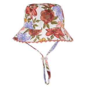 Millymook "Tessa" Reversible Baby Girls Bucket Hat- Floral & Mauve