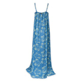 New Long Hibiscus Bali Dress- Palace Blue/Nile Green- Back View