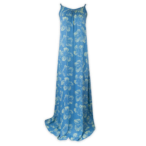 New Long Hibiscus Bali Dress- Palace Blue/Nile Green