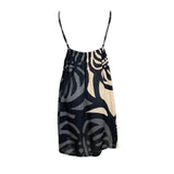 Balinese-Monstera-Patterned-Short-Dress--Black-Grey.