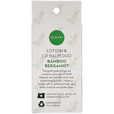 Dani "Bamboo Bergamot" Lotion and Lip Balm Gift Set Package Back Panel