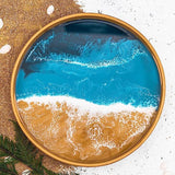 Bamboo Round Tray 16'' Ocean Vibes - The Hawaii Store
