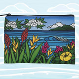 Black Sand "Flowers of Hawaii" Beach Clutch