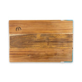 Under Side of Lynn & Liana Teal, White, & Gold Acacia Bread Board- 12" x 18" 