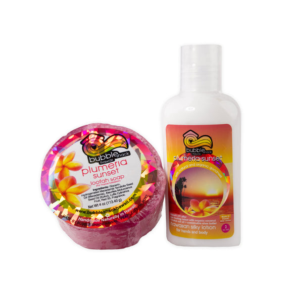 Bubble-Shack-Plumeria-Sunset-Lotion-and-Loofah-Gift-Set