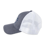 Side view of Polynesian Cultural Center "Palm Island" Cap- Gray and White 
