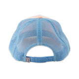 Back view of the hat to show the mesh and the adjustment strap as well as a small Hawaiian flag tag