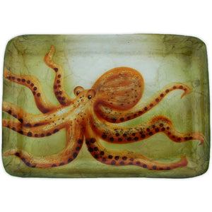 Kubla Crafts Hand-painted Octopus Capiz Shell Tray - 8"x5.5"