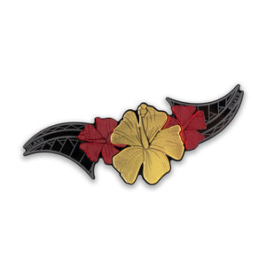 Floral Hibiscus Red/Gold/Red Car Decal