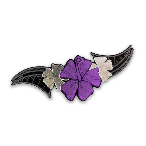 Floral Hibiscus Silver/Purple/Silver Car Decal