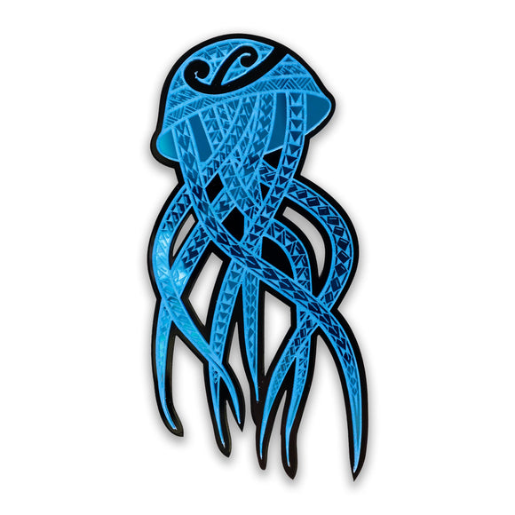 Car Decal JellyFish LBlue/Blk