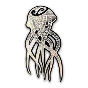 Island Silver 3D JellyFish Car Decal-  Silver & Black