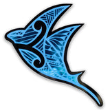 Island Silver Polynesian "Stingray" 3D Car Decal- Blue & Black