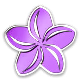 Island Silver "Single Plumeria" 3D Car Decal- Purple & Silver