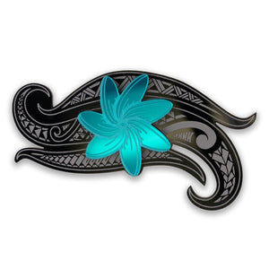 Island Silver "Tiare" Car Decal- Teal and Black