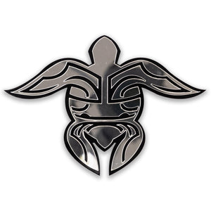 Island Silver "Tiki Honu" 3D Car Decal- Silver and Black