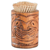 Carved Acacia Wood Tiki Toothpick Holder