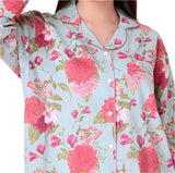 Closeup of Mahogany "Cassie" Floral Print Cotton Night Shirt