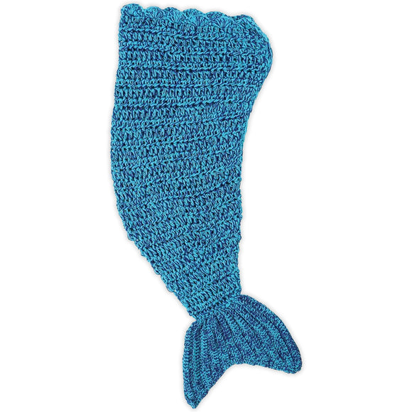 Childs Sea Blue Mermaid Knit Blanket