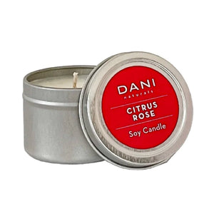 Dani Naturals "Citrus Rose" Soy Travel Tin Candle- 2oz