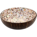 Handmade Mother of Pearl "Petal and Pearls" Coconut Bowl