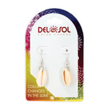 Del Sol Color-Changing Cowrie Earrings- Cream to Pink
