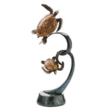 "Double Turtle Ribbon" Brass Statuette by San Pacific International 