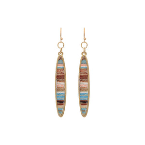 Rain Jewelry Multi-colored Fabric Inlay Ellipse Earrings
