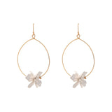 Rain Jewelry Matte Silver Big Hoop Flower Charm Earrings - The Hawaii Store
