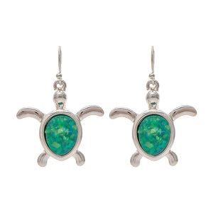 Rain Jewelry Green Opal Silver Turtle Back Silver Earrings