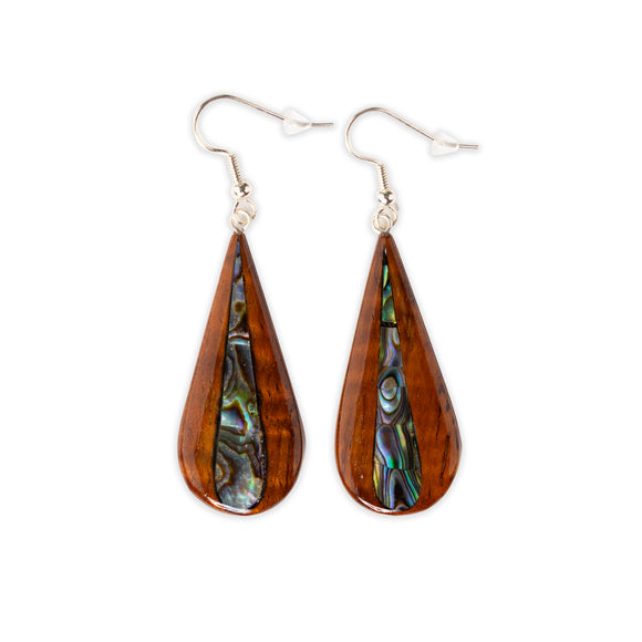 Koa Rectangle Earring Inlaid with Mother of Pearl Shell