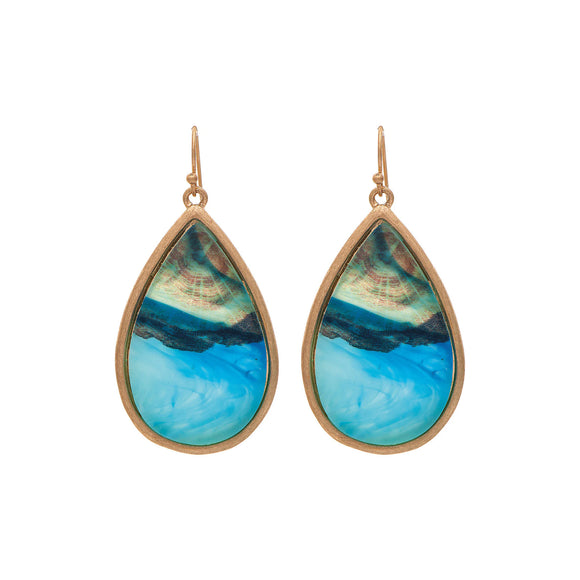 Rain Gold and Blue Ocean Teardrop Earrings - The Hawaii Store