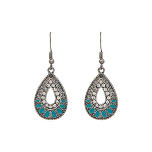 Rain Jewelry Silver Blue Inlay Bali Teardrop Earrings - The Hawaii Store