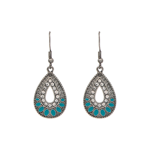 Rain Jewelry Silver Blue Inlay Bali Teardrop Earrings - The Hawaii Store