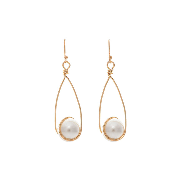 Big Loopy Gold & Pearl Drop Earrings - The Hawaii Store