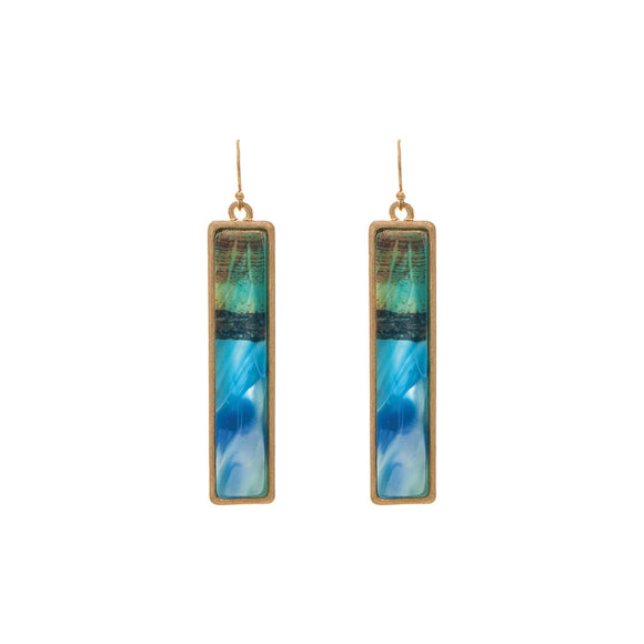 Waterscape Bar Earrings, Gold/Blue/Green