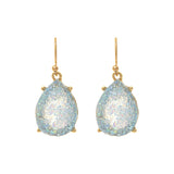 Gold & Blue Aurora Borealis Druzy Teardrop  Earrings