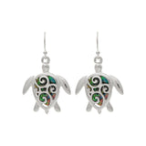 Rain Jewelry Swirly Silver & Abalone Sea Turtle Earrings - The Hawaii Store