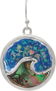 Silver Blue Opal Abalone Waves Earring - The Hawaii Store