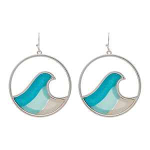 Silver Crystal Blue Waves Earrings - The Hawaii Store